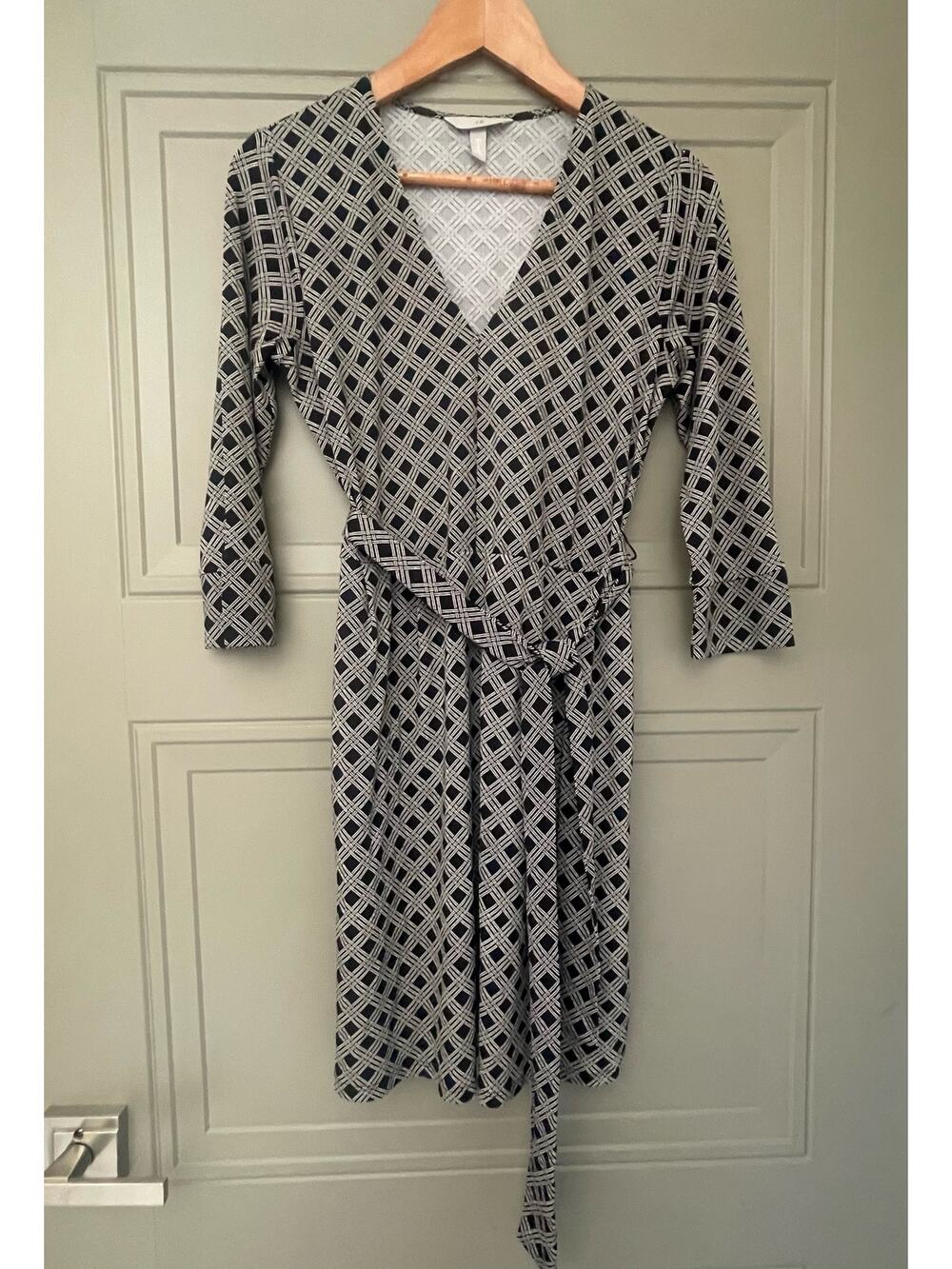 h & m black print travel dress s small H&M POCKETS